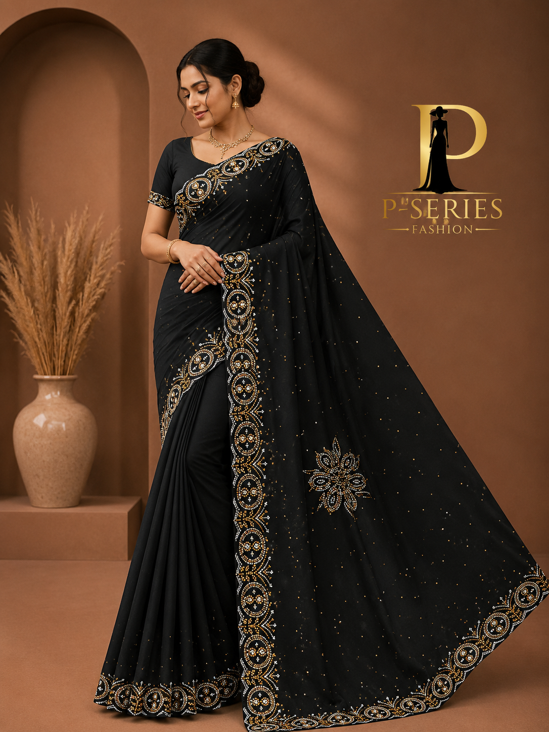 ✨ Elegant Black Designer Stone Work Saree | Premium Party Wear Saree | Luxury Ethnic Collection